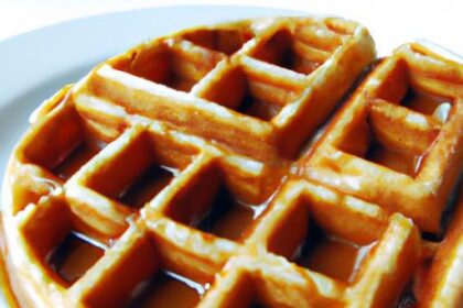 Fluffy Gluten-Free Waffles Drizzled with Pure Maple Syrup