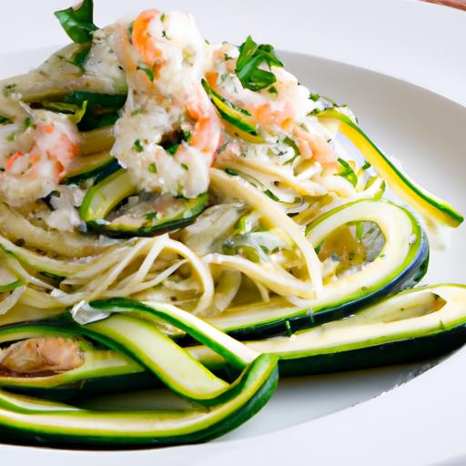 Fresh Zucchini‍ Noodles with Shrimp and Creamy Avocado Delight