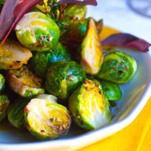 Crispy Roasted Brussels Sprouts with Zesty Mustard Vinaigrette