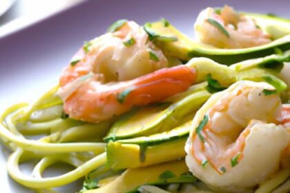Fresh Zucchini Noodles with Shrimp and Creamy Avocado Delight