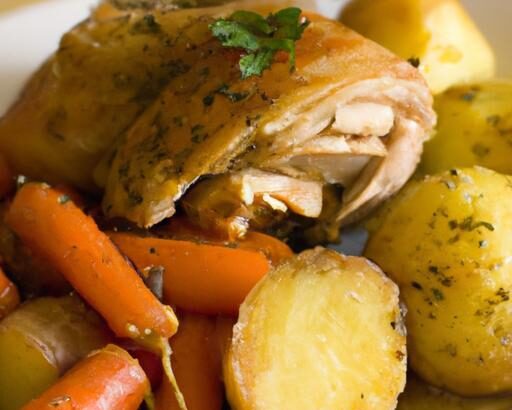 Golden Roasted Chicken with Carrots and Potatoes Delight