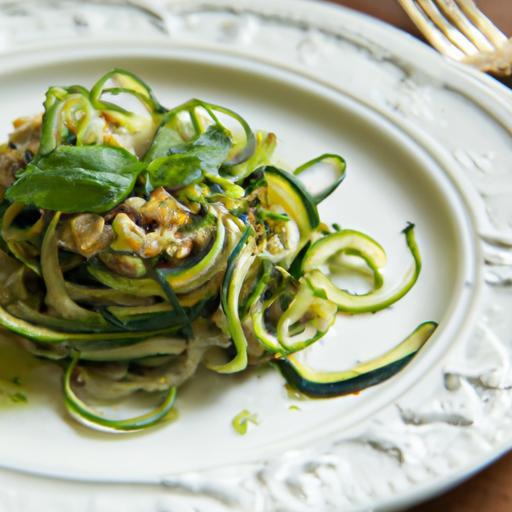 Twist on Tradition: Zucchini Noodles Drenched in Pesto Magic