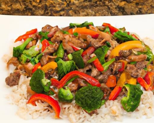 Sizzling Ground Beef Stir-Fry with Veggies and Rice Delight