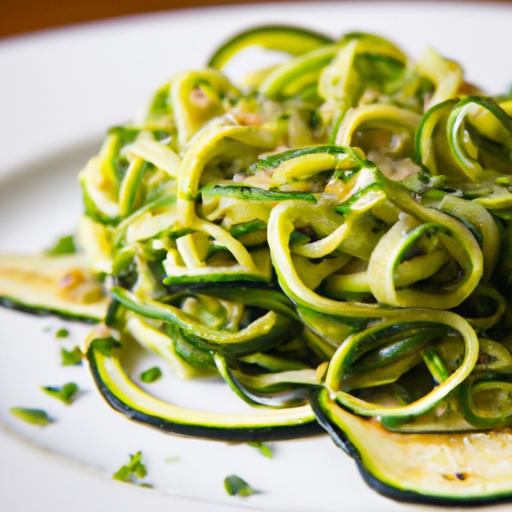 Twist on ​Tradition:‌ Zucchini Noodles Drenched in Pesto Magic