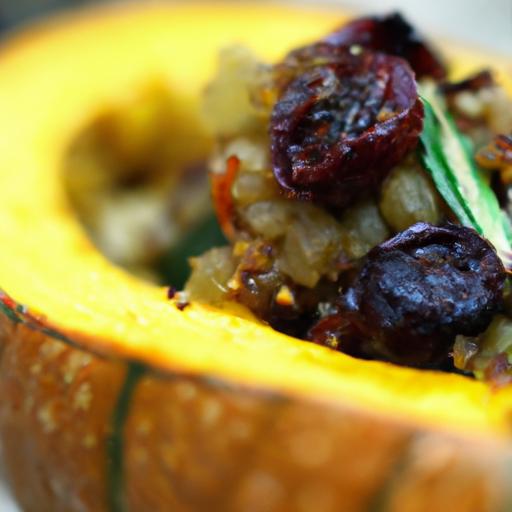 Harvest Delight: stuffed Acorn Squash with Quinoa & cranberries