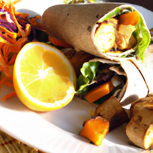 Fresh Vegan Tofu & Veggie Wraps Drizzled with Tahini Sauce