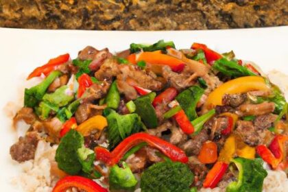 Sizzling Ground Beef Stir-Fry with Veggies and Rice Delight