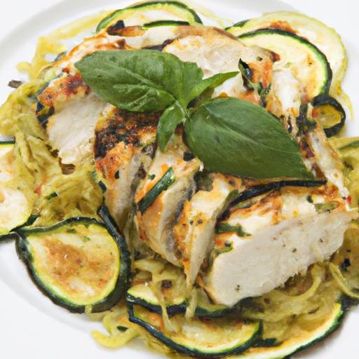 Healthy Baked Chicken Parmesan with Zucchini Noodles Twist