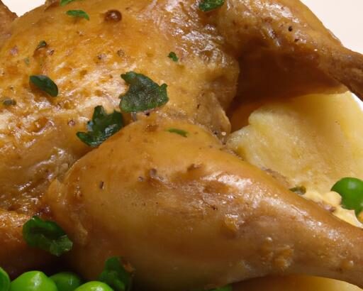 Golden Roasted Chicken Paired with Creamy Mash & Peas