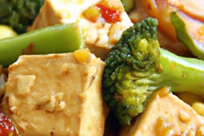 Wholesome Baked Tofu with Vibrant Veggies and Rice Delight