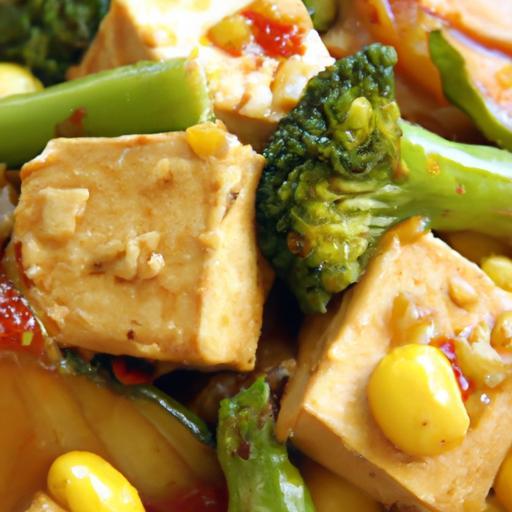 Wholesome Baked Tofu with Vibrant Veggies and Rice Delight