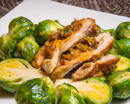 Golden Crispy Chicken Thighs Paired with Roasted Brussels Sprouts