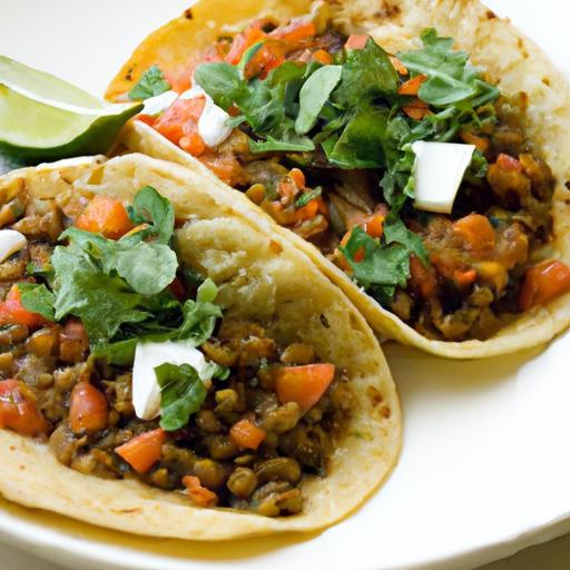 Hearty Lentil Tacos: Flavorful Salsa Meets Creamy Sour Cream