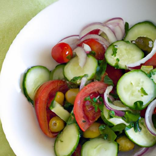 Fresh Flavors: Tomato and Cucumber Salad with Olive Oil