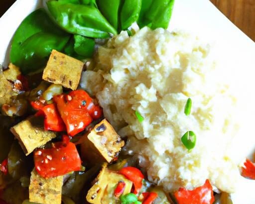 Flavorful Baked Tofu with Vibrant Veggies and Steamed Rice