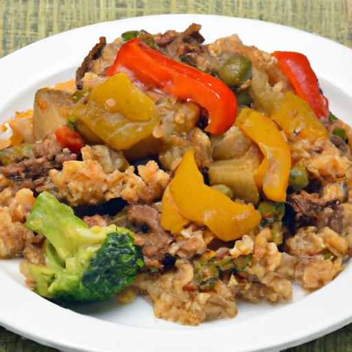 Hearty Beef & Veggie casserole with Nutty Brown Rice Bliss