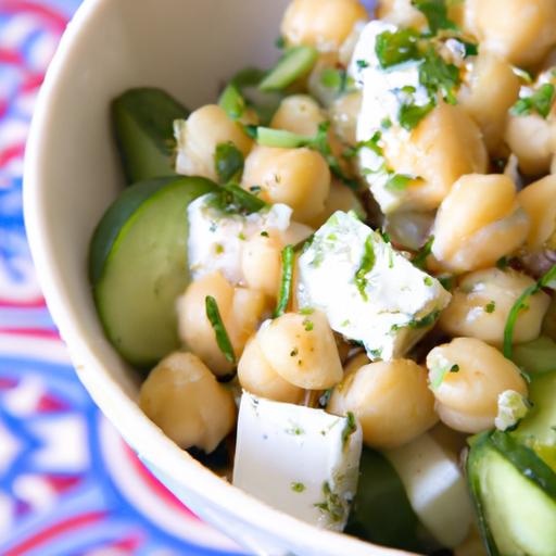 Fresh & Flavorful Chickpea Salad with cucumbers and Feta