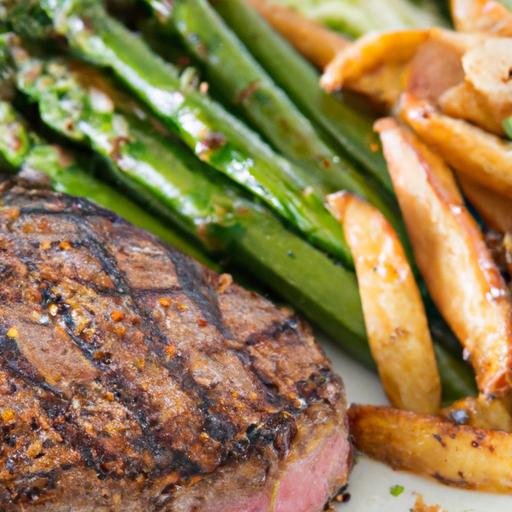 savor the Perfect Grilled Steak with Sweet Fries & Asparagus