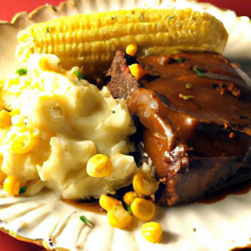 Savor BBQ Beef with Corn and Creamy Mashed potatoes Delight