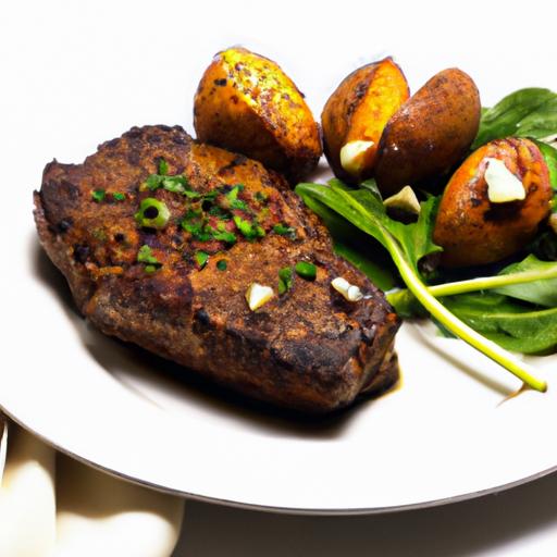 Savor the perfect Grilled Steak with Baked Potato & Greens