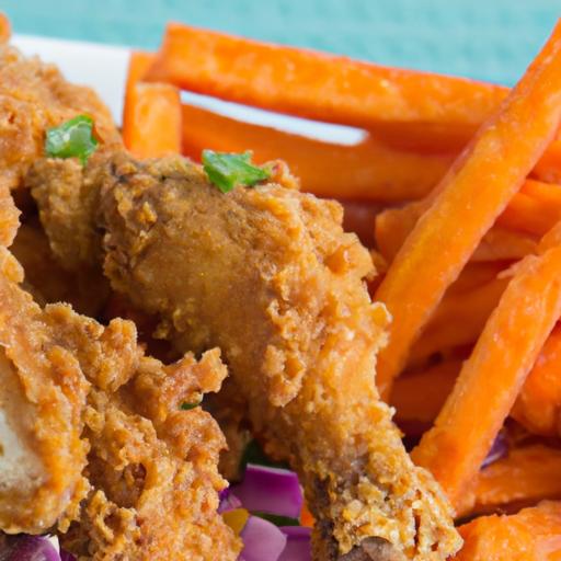 Crispy Chicken Tenders Paired with Sweet⁣ Potato Fries Delight