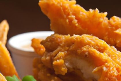 Crispy Chicken Tenders Paired with Sweet Potato Fries Delight