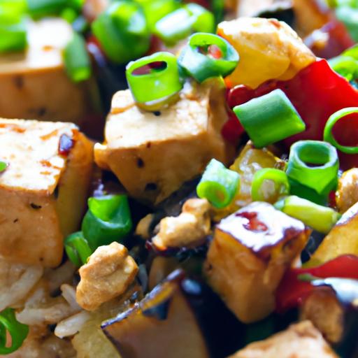 Wholesome Baked Tofu with Vibrant Veggies and Rice Delight
