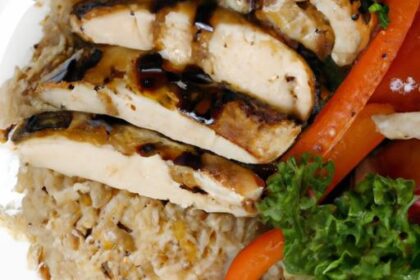 Savor Grilled Chicken Shawarma Paired with Flavorful Rice Pilaf