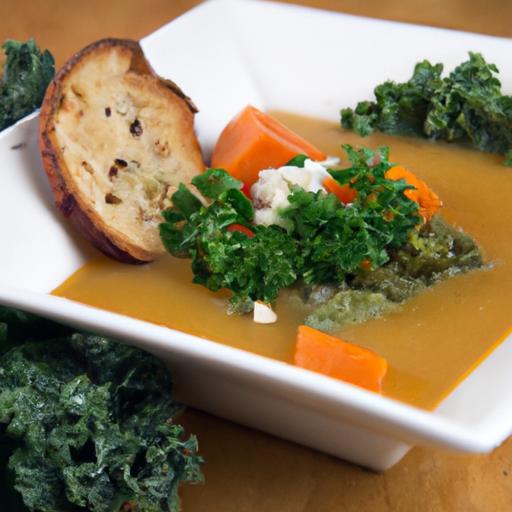 Hearty Sweet Potato & Kale Soup Paired with Crispy Garlic Toast