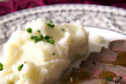 Savory Roast Beef Paired with Creamy Garlic Mashed Potatoes