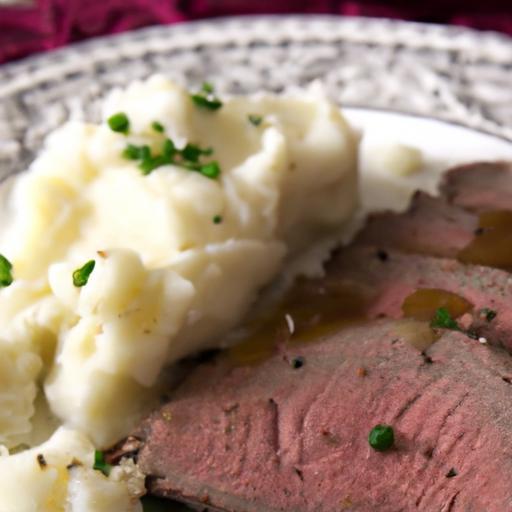 Savory Roast Beef Paired with Creamy Garlic Mashed Potatoes