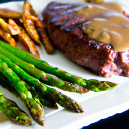Savor the Perfect Grilled Steak with Sweet Fries & Asparagus
