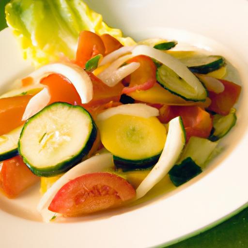 Fresh Flavors: Tomato & Cucumber Salad Drizzled with Olive Oil