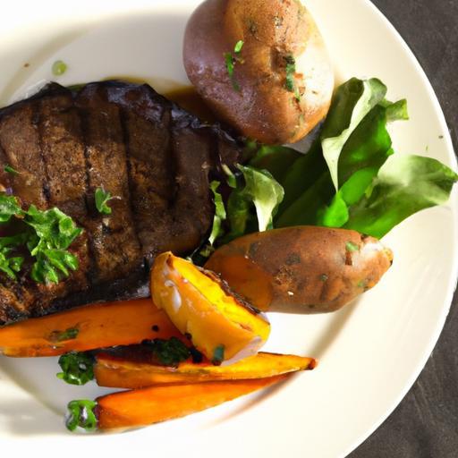 Savor the Flavors: Grilled Steak with Sweet Potatoes & Greens