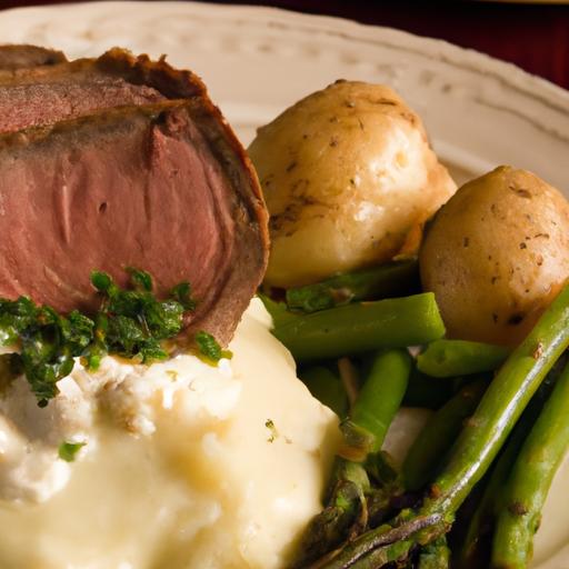 Savory Roast Beef Paired with Creamy Garlic Mashed Potatoes