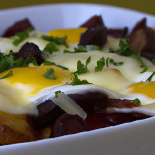 Hearty Breakfast Casserole: Eggs, Sausage, & Potatoes Delight