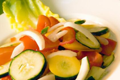 Fresh Flavors: Tomato & Cucumber Salad Drizzled with Olive Oil