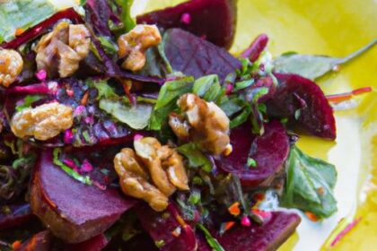 Crunchy Vegan Roasted Beet Salad with Toasty Walnuts