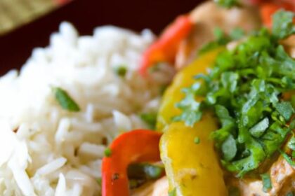Sizzling Chicken Fajitas with Bell Peppers and Fluffy Rice