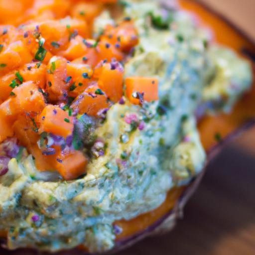 Twist on Comfort: Baked Sweet Potatoes with Creamy Guacamole