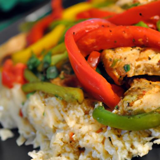 Sizzling Chicken Fajitas with Colorful Peppers & Rice