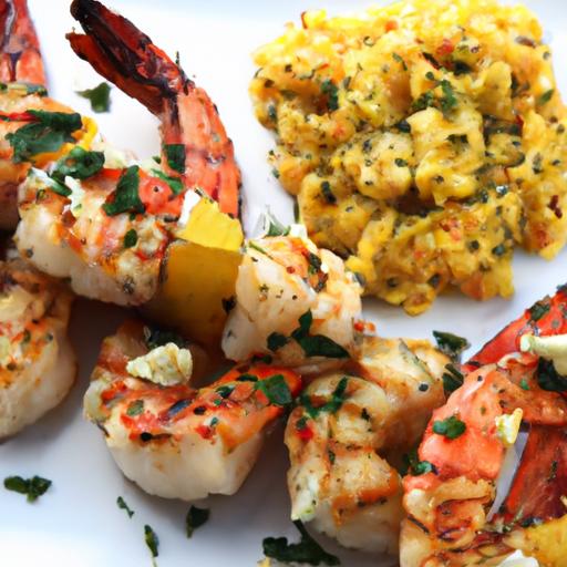 Zesty Lemon Grilled Shrimp Skewers Paired with Fluffy Couscous