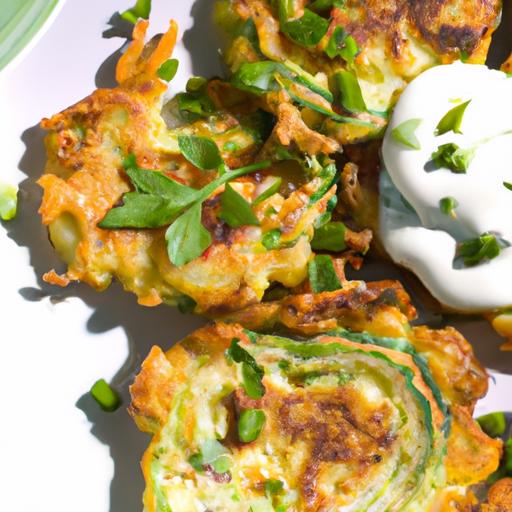 Crispy zucchini fritters Paired with Creamy Yogurt Dip