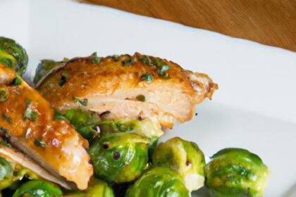 Zesty Roasted Lemon Herb Chicken with Crispy Brussels Sprouts