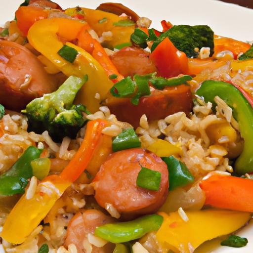 Savor Sausage and Veggie Stir-Fry: A Colorful Rice Delight