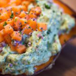 Twist on Comfort: Baked Sweet Potatoes with Creamy Guacamole