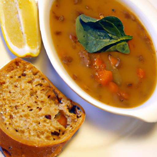 Hearty Lentil & Spinach Soup Paired with Crispy Garlic Bread