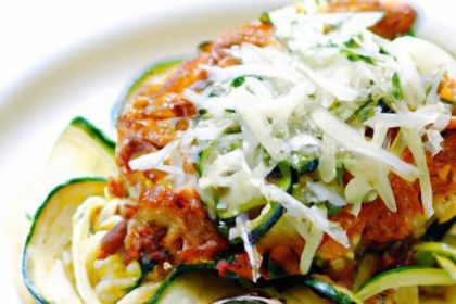 Crispy Chicken Parmesan Meets Fresh Zucchini Noodles Delight