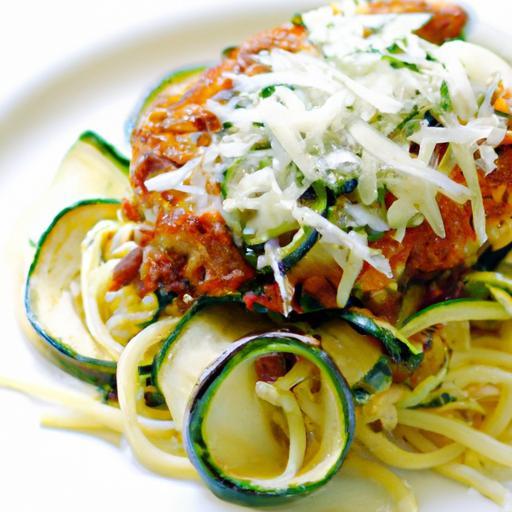 Crispy Chicken Parmesan Meets Fresh Zucchini Noodles Delight