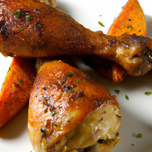 golden Baked Chicken drumsticks with Roasted Sweet potatoes Delight